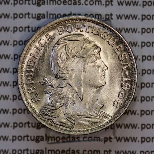 Portugal, Nickel brass coin of 50 Centavos 1938 of Portuguese Republic, very rare (UNC), World Coins Portugal KM577
