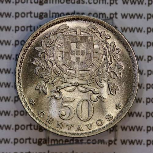 50 Centavos 1938 Alpaca, Republica Portuguesa, (SOBERBA), Rara neste estado conservação, World Coins Portugal KM 577