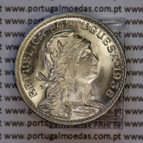 Portugal, Nickel brass coin of 50 Centavos 1938 of Portuguese Republic, very rare (UNC), World Coins Portugal KM577