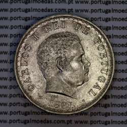 Portugal, silver coin of 500 réis 1891 of D. Carlos I, (XF/UNC), World Coins Portugal KM 535