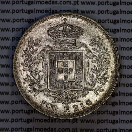 Portugal, silver coin of 500 réis 1891 of D. Carlos I, (XF/UNC), World Coins Portugal KM 535