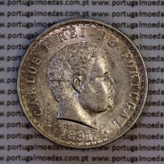 Portugal, silver coin of 500 réis 1891 of D. Carlos I, (XF/UNC), World Coins Portugal KM 535