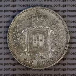 500 réis 1891 prata D. Carlos I, cinco tostões prata 1891 reinado D. Carlos I, (Bela), World Coins Portugal KM 535