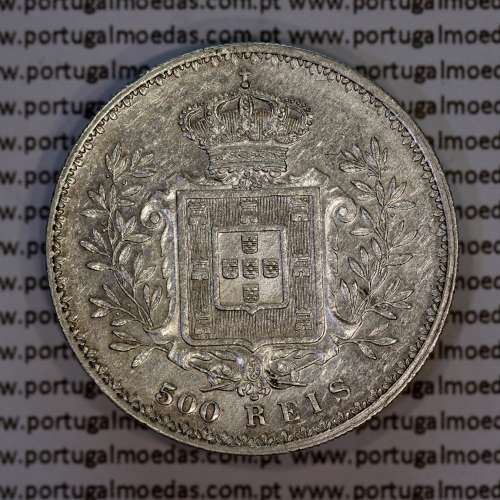 500 réis 1891 prata D. Carlos I, cinco tostões prata 1891 reinado D. Carlos I, (Bela), World Coins Portugal KM 535
