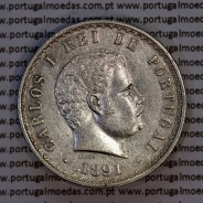 500 réis 1891 prata D. Carlos I, cinco tostões prata 1891 reinado D. Carlos I, (Bela), World Coins Portugal KM 531