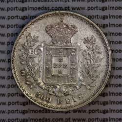 500 réis 1891 prata D. Carlos I, cinco tostões prata 1891 reinado D. Carlos I, (Bela), World Coins Portugal KM 531