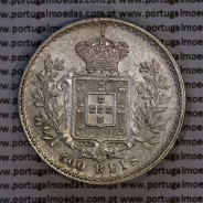 500 réis 1891 prata D. Carlos I, cinco tostões prata 1891 reinado D. Carlos I, (Bela), World Coins Portugal KM 531