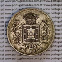 500 réis 1891 prata D. Carlos I, cinco tostões prata 1891 reinado D. Carlos I, (MBC), World Coins Portugal KM 535