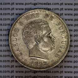 Portugal, silver coin of 500 réis 1892 of D. Carlos I, (XF), World Coins Portugal KM 535