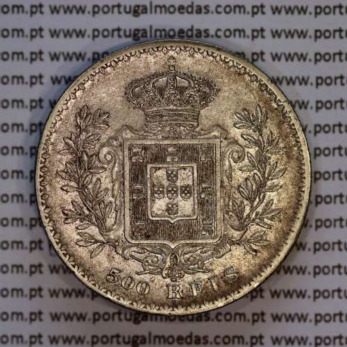 500 réis 1892 prata D. Carlos I, cinco tostões prata 1892 reinado D. Carlos I, (Bela-), World Coins Portugal KM 535