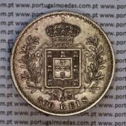 500 réis 1892 prata D. Carlos I, cinco tostões prata 1892 reinado D. Carlos I, (Bela-), World Coins Portugal KM 535