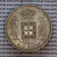 Portugal, silver coin of 500 réis 1892 of D. Carlos I, date variant amended  of 1892 on 1891, (XF), World Coins Portugal KM 535