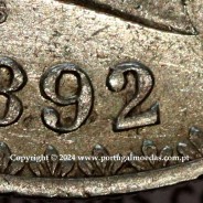Portugal, silver coin of 500 réis 1892 of D. Carlos I, date variant amended  of 1892 on 1891, (XF), World Coins Portugal KM 535