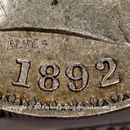 500 réis 1892 prata D. Carlos I, variante data emendada 1892 sobre 1891, (MBC+), World Coins Portugal KM 535