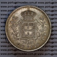 500 réis 1892 prata D. Carlos I, variante data emendada 1892 sobre 1891, (MBC+), World Coins Portugal KM 535