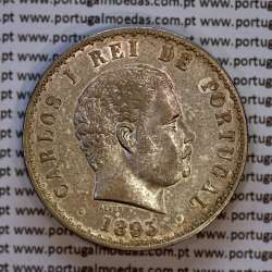 500 réis 1893 prata D. Carlos I, cinco tostões prata 1893 reinado D. Carlos I, (Bela), World Coins Portugal KM 535