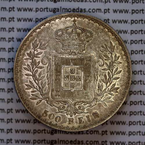 500 réis 1893 prata D. Carlos I, cinco tostões prata 1893 reinado D. Carlos I, (Bela), World Coins Portugal KM 535