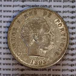 500 réis 1893 prata D. Carlos I, cinco tostões prata 1893 reinado D. Carlos I, (Bela), World Coins Portugal KM 535