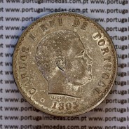 500 réis 1893 prata D. Carlos I, cinco tostões prata 1893 reinado D. Carlos I, (Bela), World Coins Portugal KM 535