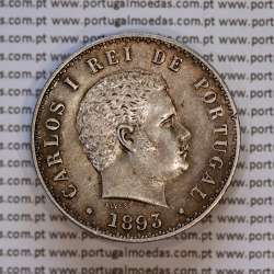 500 réis 1893 prata D. Carlos I, cinco tostões prata 1893 reinado D. Carlos I, (Bela), World Coins Portugal KM 535