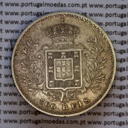 500 réis 1893 prata D. Carlos I, cinco tostões prata 1893 reinado D. Carlos I, (MBC+), World Coins Portugal KM 535