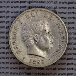 500 réis 1893 prata D. Carlos I, cinco tostões prata 1893 reinado D. Carlos I, (MBC+), World Coins Portugal KM 535
