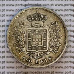 Portugal, silver coin of 500 réis 1893 of D. Carlos I, (VF+), World Coins Portugal KM 535