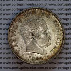 Portugal, silver coin of 500 réis 1896 of D. Carlos I, (XF), World Coins Portugal KM 535