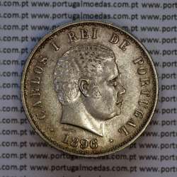 500 réis 1896 prata D. Carlos I, cinco tostões prata 1896 reinado D. Carlos I, (MBC+/Bela-), World Coins Portugal KM 535