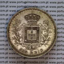 500 réis 1896 prata D. Carlos I, cinco tostões prata 1896 reinado D. Carlos I, (MBC+/Bela-), World Coins Portugal KM 535