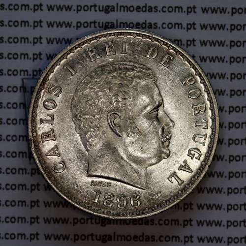 Portugal, silver coin of 500 réis 1896 of D. Carlos I, (XF), World Coins Portugal KM 535