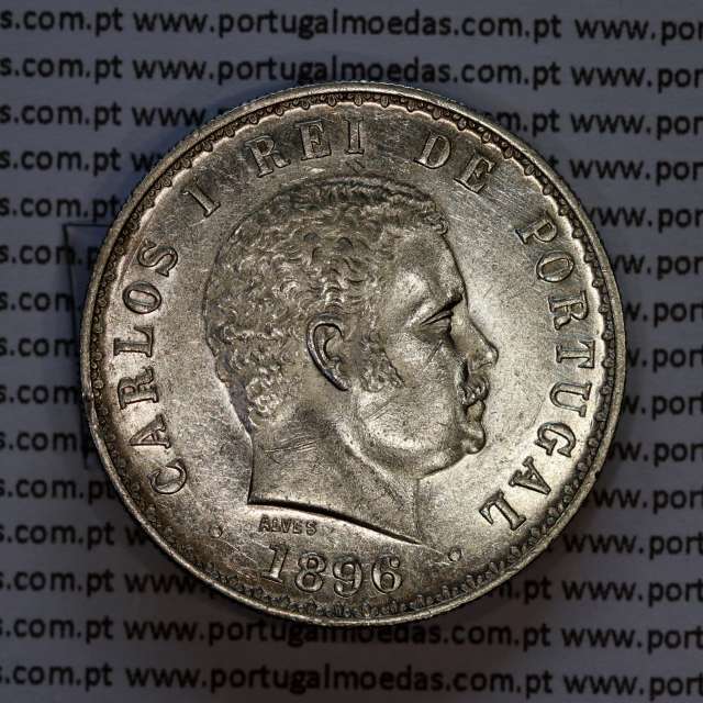 Portugal, silver coin of 500 réis 1896 of D. Carlos I, (XF), World Coins Portugal KM 535