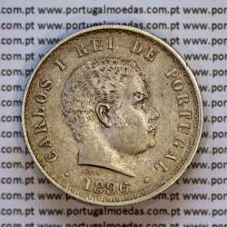 Portugal, silver coin of 500 réis 1896 of D. Carlos I, (VF+), World Coins Portugal KM 535