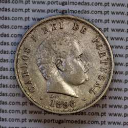 500 réis 1896 prata D. Carlos I, cinco tostões prata 1896 reinado D. Carlos I, (MBC), World Coins Portugal KM 535