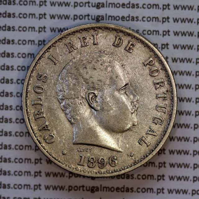 Portugal, silver coin of 500 réis 1896 of D. Carlos I, (VF+), World Coins Portugal KM 535