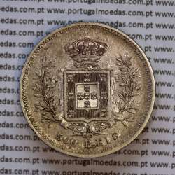 Portugal, silver coin of 500 réis 1896 of D. Carlos I, (VF+), World Coins Portugal KM 535