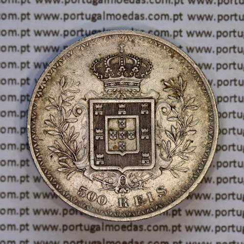 Portugal, silver coin of 500 réis 1898 of D. Carlos I, (XF-), World Coins Portugal KM 535