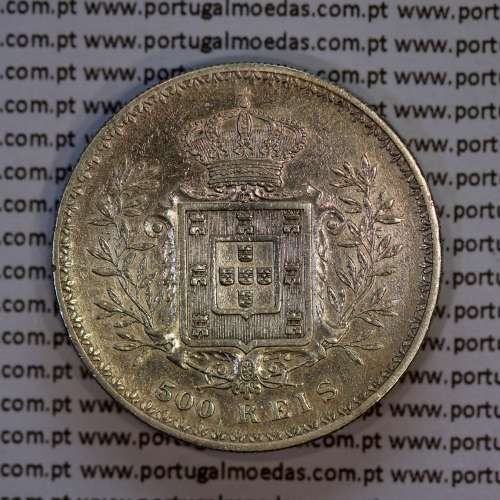Portugal, silver coin of 500 réis 1898 of D. Carlos I, (VF), World Coins Portugal KM 535