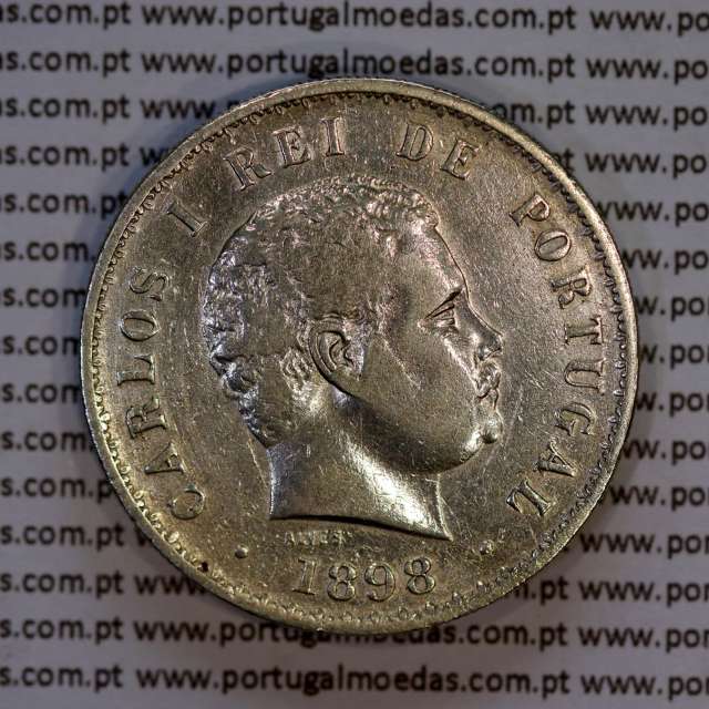 Portugal, silver coin of 500 réis 1898 of D. Carlos I, (VF), World Coins Portugal KM 535