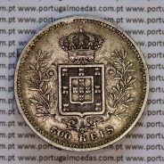 500 réis 1898 prata D. Carlos I, cinco tostões prata 1898 reinado D. Carlos I, (MBC), World Coins Portugal KM 535