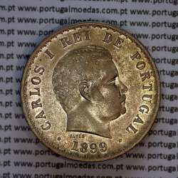 500 réis 1899 prata D. Carlos I, cinco tostões prata 1899 reinado D. Carlos I, (MBC+/Bela-), World Coins Portugal KM 535