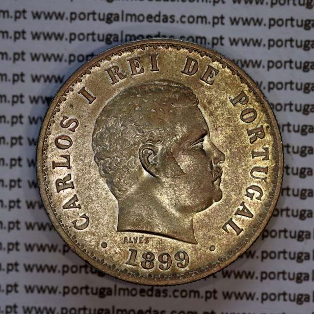 Portugal, silver coin of 500 réis 1899 of D. Carlos I, (XF), World Coins Portugal KM 535