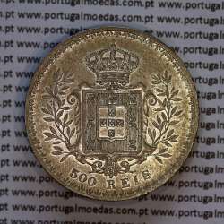500 réis 1899 prata D. Carlos I, cinco tostões prata 1899 reinado D. Carlos I, (MBC+/Bela-), World Coins Portugal KM 535