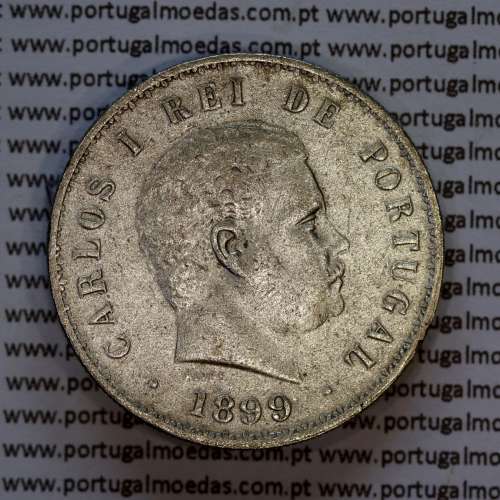 Portugal, silver coin of 500 réis 1899 of D. Carlos I, (VF), World Coins Portugal KM 535