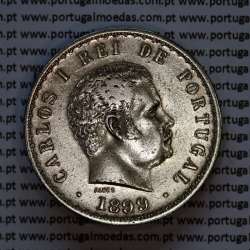 500 réis 1899 prata D. Carlos I, cinco tostões prata 1899 reinado D. Carlos I, (MBC), World Coins Portugal KM 535