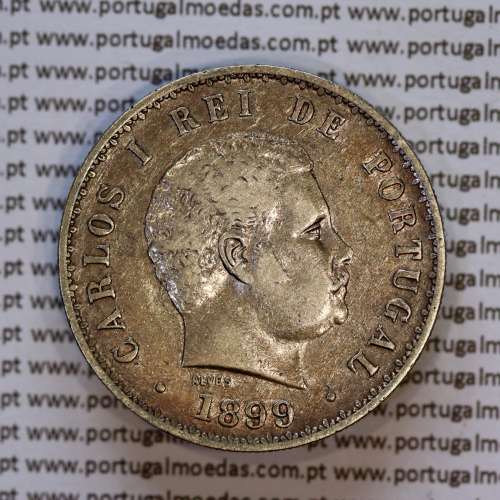 Portugal, silver coin of 500 réis 1899 of D. Carlos I, (VF), World Coins Portugal KM 535