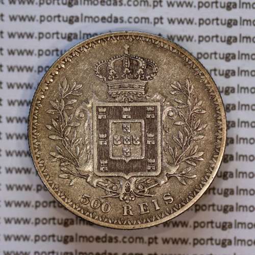 Portugal, silver coin of 500 réis 1899 of D. Carlos I, (VF), World Coins Portugal KM 535