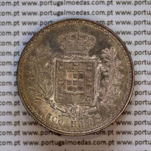 500 réis 1901 prata D. Carlos I, cinco tostões prata 1901 reinado D. Carlos I, (MBC+), World Coins Portugal KM 535