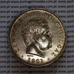 Portugal, silver coin of 500 réis 1901 of D. Carlos I, (VF+), World Coins Portugal KM 535
