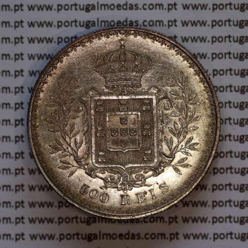 500 réis 1901 prata D. Carlos I, cinco tostões prata 1901 reinado D. Carlos I, (MBC+), World Coins Portugal KM 535